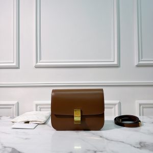 CELINE MEDIUM CLASSIC BOX, Tan/Gold