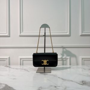 CELINE CLAUDE SHOULDER BAG, Black/Gold
