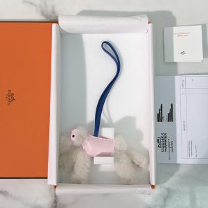 HERMES BUDY CHARM, Rose Darling/Ecru/Bleu de France