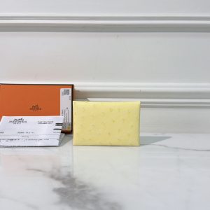 HERMES CALVI CARD HOLDER, Limoncello/Silver